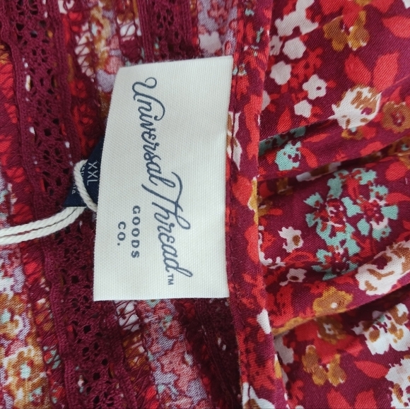 Universal Thread Floral Blouse Womens Boho Cottagecore Peasant Tie Front 2XL - Picture 6 of 8